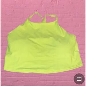 Old Navy Active 2X Powersoft Sports Bra Neon Yellow Green Racerback Tank Fitness
